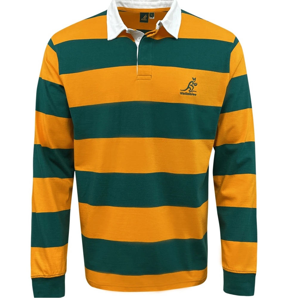 Australia Wallabies Green & Gold Hopped Classic Cotton Rugby Jersey Size Large?